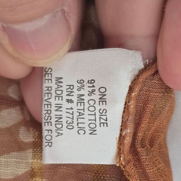 India Print Scarf Wrap Brown Burnout - Picture 6 of 6